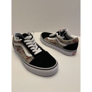 Vans Old Skool Glen Plaid Floral Black Embroidery Women’s Sz 7 New Without Box.